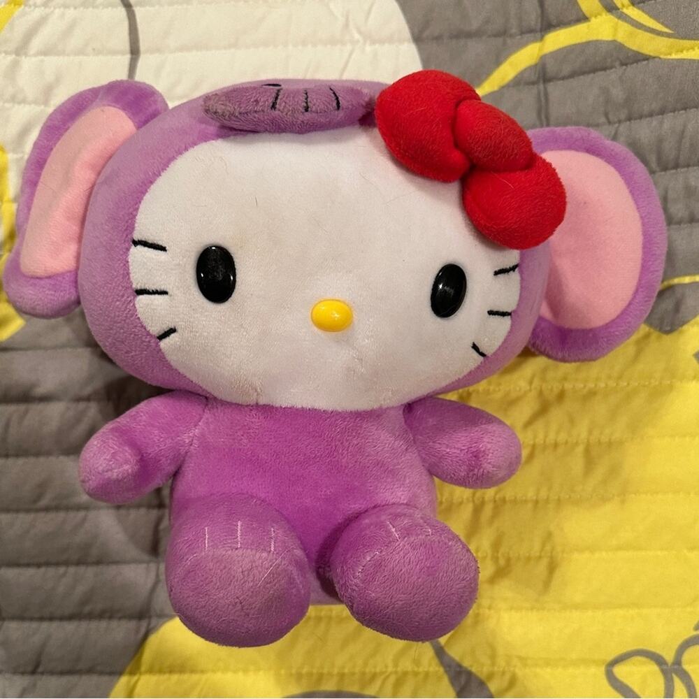 Rare 2015 Sanrio Purple Hello Kitty elephant zoo animals series Sm sz 6 inches